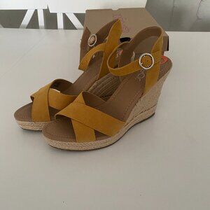Sugar Barbie Mustard Strap Cork Wedges